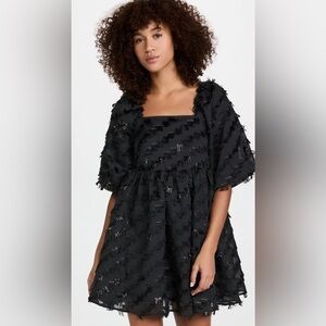 MUNTHE Niche Mini Black Fringed Dress Size FR 40 US 8